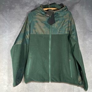 Oakley Micro fleece Full Zip Up Hoodie L Sweatshirt Green Mountain Jacket Hiking